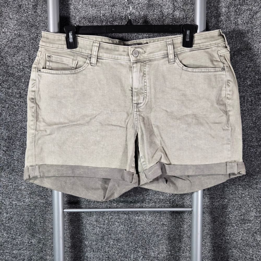 Torrid Mid-Rise Mid Short 16 Khaki Tan Vintage Stretch Cuffed Denim Shorts